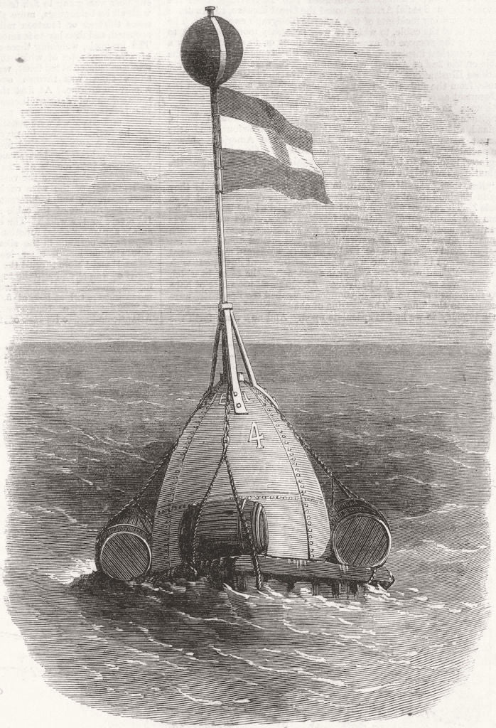 TELEGRAPHS. 2nd Buoy marking cable 1863 old antique vintage print picture